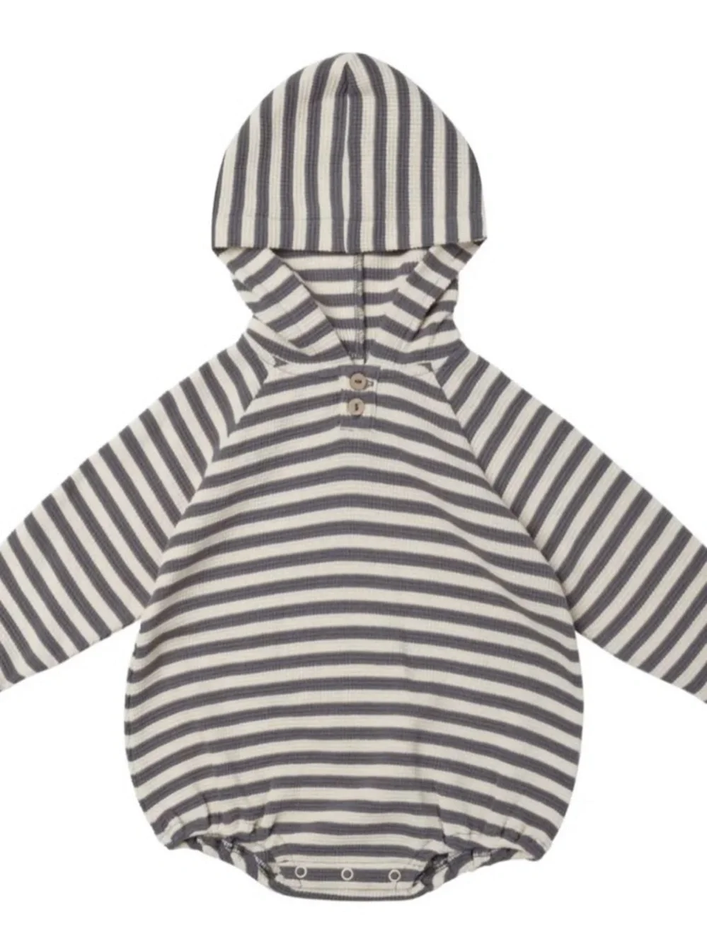 QUINCY MAE waffle hoded bubble romper Navy Stripes